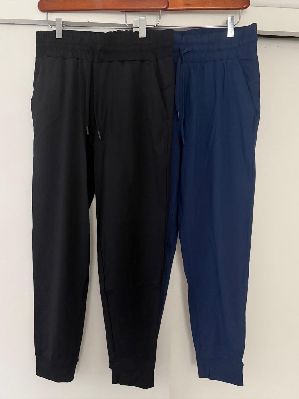 NWOT TWO PAIR WOMEN’S JOGGERS SIZE SMALL NAVY AND BLACK ELASTIC WAIST